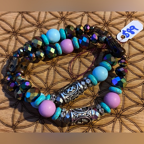 Handmade Sacred Geometry Matching Bracelet Set with Ancient Runes - Picture 6 of 7